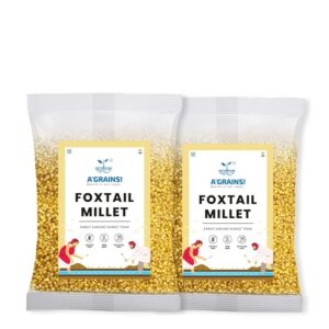 A'GRAINS! Millets, Foxtail Millet, Unpolished Millets,Tenai, Natural Grains 450g (Pack of 2)