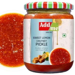 Add me Lemon Pickle Crush Chutney Without Oil 600 Gm Sweet and Sour Pickles Nimbu ka Khatta meetha Achar Glass Pack