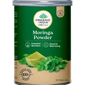 A TATA Product - Organic India Moringa Powder - 100g, Essential Nutrition Superfood, Helps Naturally Boost Energy Levels, Improves Stamina & Vitality, Rich In Vitamins & Minerals