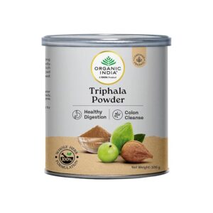 A TATA Product - Organic India Triphala Powder - 100g, Supports Immune System, Colon & Digestion, For Balanced Bowel & Gut Health, Contains Bioactives and Antioxidants, GMP & NPOP Certified Organic