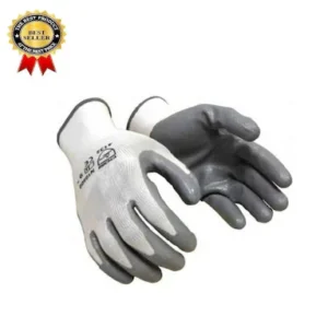 VEZUAL Multipurpose Heavy-Duty Reusable |Safety Hand Gloves for General Construction| Washable | Nitrile Coated Work Safety | Hand Gloves for Gardening Industrial Agricultural Cleaning for Men & Women Free Size (1 Pair)