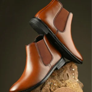 Big Liner Synthetic Leather Lightweight, Comfortable & Trendy Outdoor Slip On Chelsea Boots For Men (Tan)