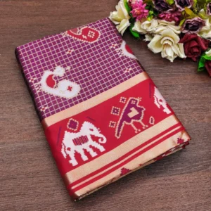 NEEL FASHION Handwoven Patola Silk Saree for Women Pure Traditional Indian Ethnic Wear Rich Color, Lightweight & Soft Pallu Perfect for Weddings, Festivals & Celebrations(PURPLE)