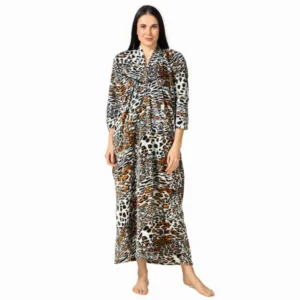 YUMINA Tiger Printed Woolen Nighty for Women