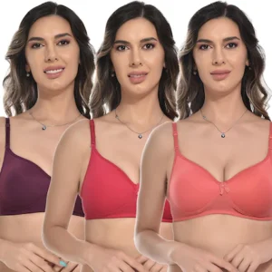 FIMS - Fashion is my style Women Multicolor Solid Cotton Blend Pack of 3 Padded Bra