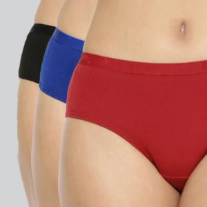 Aamarsh - Panty for Women Cotton Hipster Multicolor Panties Combo -100% Cotton ( Pack of 3 ) ( Color : Blue,Black,Red )
