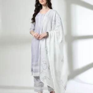 Women Embroidered Straight Kurta Suit Set