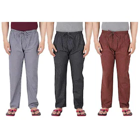 AWALA FASHION Men's Cotton Checked Pyjama/Pajama/Track Pant for Casual/Night Wear/Lounge Wear Pack of 3