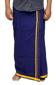 Pyengora Cotton Blue Color Dhoti For Men For Traditional Festive & Regular Wear,1.9MT Size