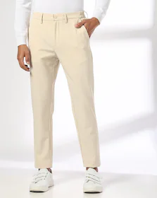 Men Slim Fit Flat-Front Chinos
