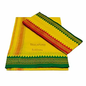 SUMAN TEX Men Cotton Thalapathy Dhoti With Towel (Pack of 2)