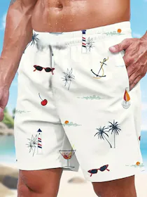 LUCRAFT Men's White Cotton Casual Shorts with Pockets Quick Dry, Drawstring & Elastic Waist | Summer Gym, Workout, Beach, Lounge & Running Shorts