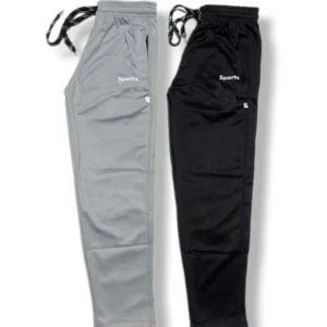 VOUGHT VICK Black and Grey 2-Way Polyester Track Pants Combo Pack of 2 with Both Side Zipper Pockets Casual Sports Joggers with Adjustable Drawstring Waist and Breathable Fabric | Size 10-11Years