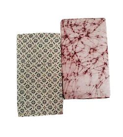 Adhin Men Off White, Brown Hand Block Print Pure Cotton Pack Of 2 Handloom Lungis (2.25 M)