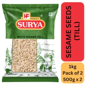 Surya 1kg Sesame Seeds (Pack of 2;500g x 2) (White Till) | Til Whole| Nuvvulu| 100% Natural