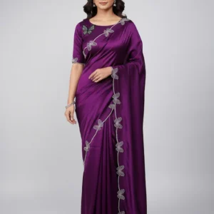 NAHIK FAB Wedding-ready saree crafted with premium fabric, detailed embroidery borders, and graceful draping style, perfect for festive ceremonies | Wine