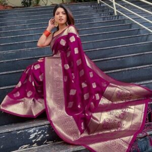 NEEL FASHION "Traditional Banarasi Silk Saree for Women | Handwoven Zari Work Wedding & Festive Wear Saree with Blouse Piece | Ethnic Indian Saree for Party & Special Occasions(Red)"