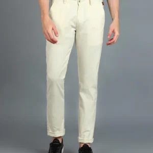 Urbano Fashion Men's Cream Cotton Slim Fit Casual Chinos Trousers