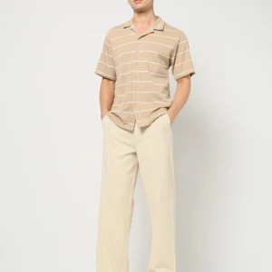 Men Relaxed Fit Flat-Front Trousers