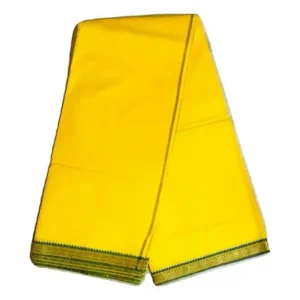 Lafabriqueind Men's Cotton Dhoti and Angavastram Set, Yellow color (4.5mtr+ 2mtr), Pack of 2 Pcs