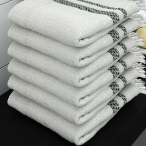 Athom Living Eco Saviour Premium Cotton Bath Towel/Gamcha Pearl White (Pack of 6)