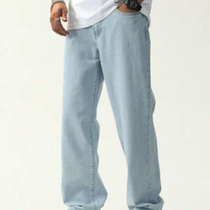 OFTEN LOOK Men Loose Fit Mid Rise Light Blue Jeans