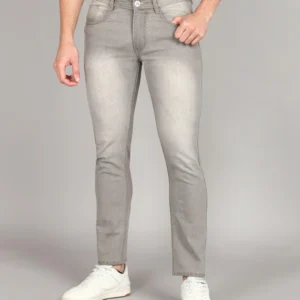 OFTEN LOOK Men Slim Mid Rise Grey Jeans