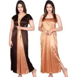 Vania's Grace ML WOMEN UP-DOWN NIGHTY WITH ROBE (DARK COFFEE)